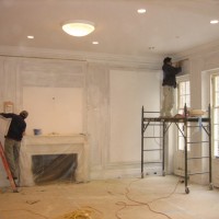 RESTORATION: Restoration of original Drawing Room woodwork in progress.