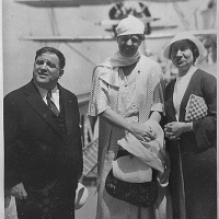 ER, Mayor  and Mrs. Fiorello LaGuardia watching US Navy fleet from USS Indianapolis, May 31, 1934.